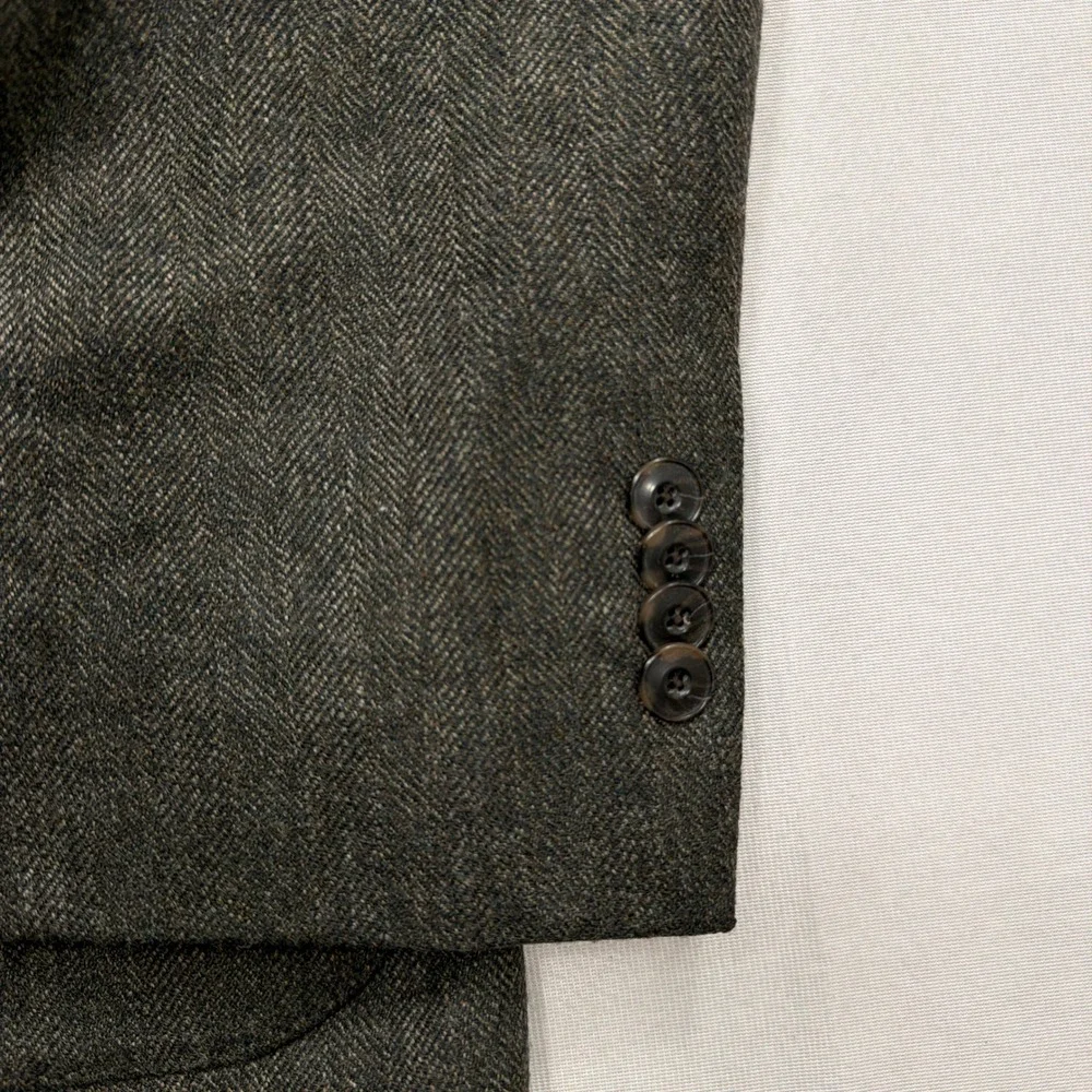 Jos. A. Bank Sport Coat Tailored Fit 100% Wool Herringbone Brown Mens 46 Regular